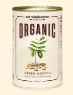 Eat Wholesome Organic Green Lentils - 398 g